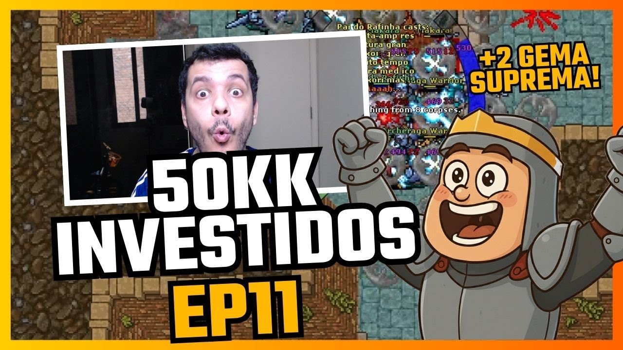 50kk investidos em gema média no Tibia. Será que nosso elite knight ficou bom?