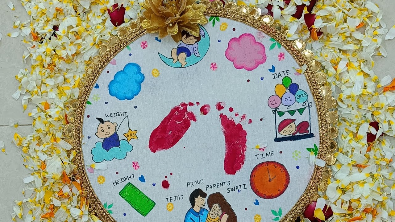 Baby Foot Print Ring Design. #febricpaint #drawing #youtubeshorts #trending. welcome Baby Rumal.