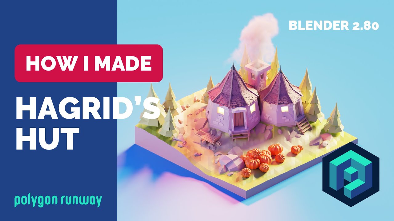 Hagrid's Hut in Blender 2.8 - Low Poly 3D Modeling Timelapse Tutorial