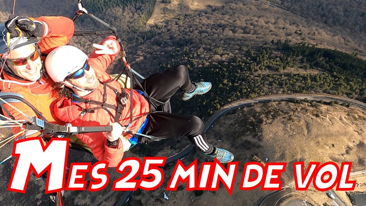 Vol complet en parapente au dessus du Puy de D&ocirc;me avec commentaires