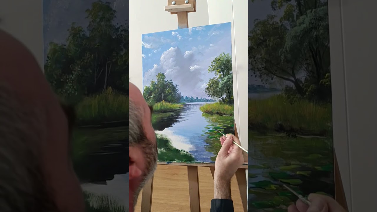 Sazlık Akrilik Boya Landscape Acrylic Painting2 #painting #acrylicscenery #how