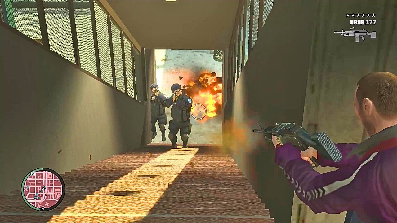 GTA 4 - NIKO | SHOOTOUT AT TRAIN WATING STATION & EPIC FIGHT WITH SWAT & POLICE + SIX STARS