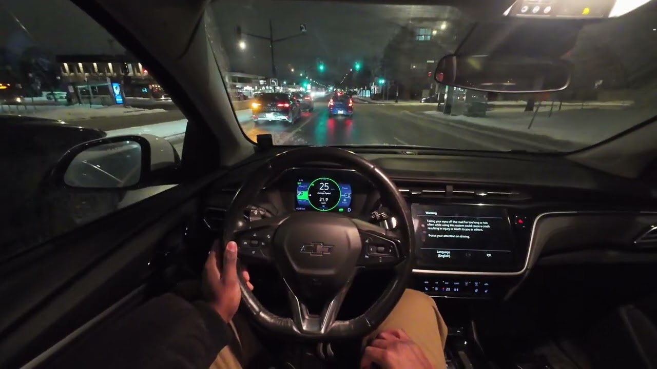 ASMR POV Drive | 2024 Chevrolet Bolt EUV | Ambient Snowy Night Drive [Winter]