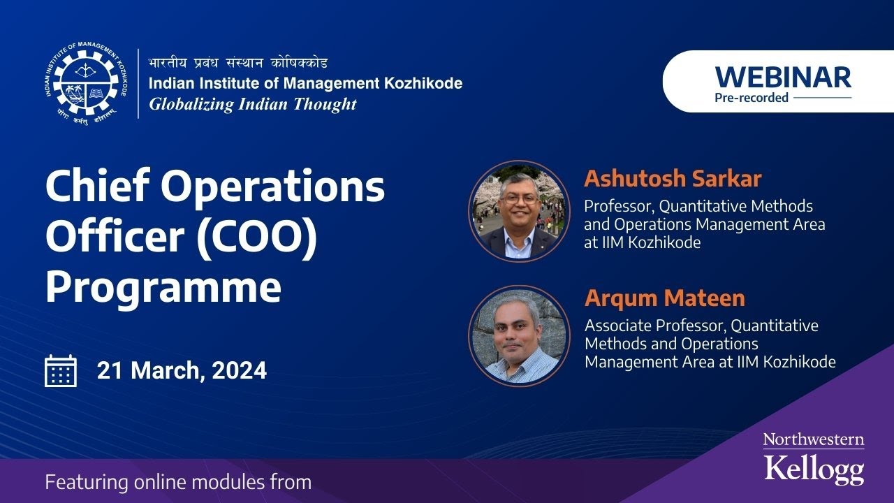 Programme Webinar for IIM Kozhikode Chief Operations Officer (COO) Programme