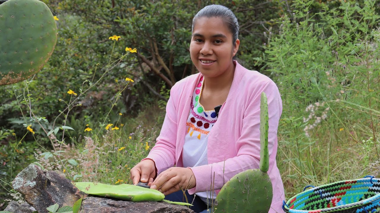 Corazón de Nopal, chiles canarios y tortillas recién hechas, una comida para chuparse los dedos