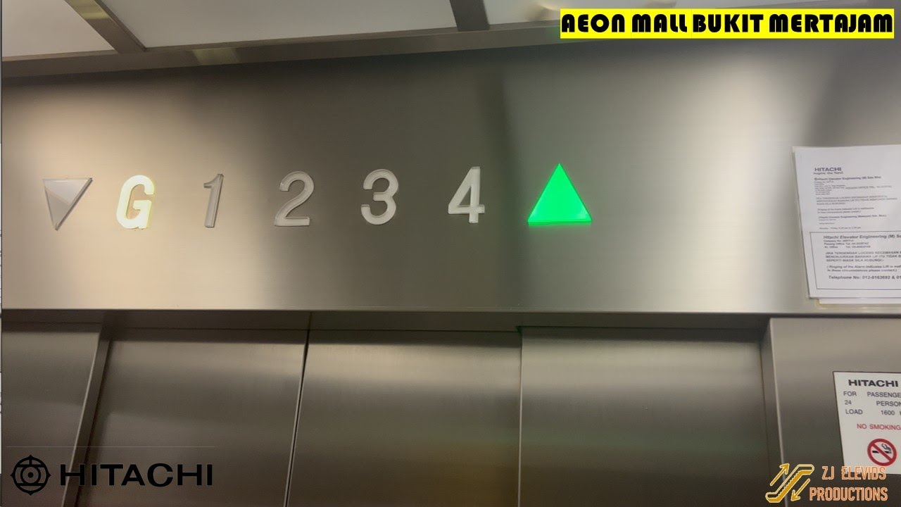 【RETAKE】Hitachi Elevator at AEON Mall Bukit Mertajam, Penang, Malaysia. (Lift 1-2)