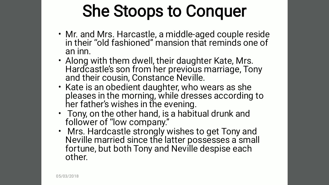 Summary of She Stoops to Conquer in hindi
