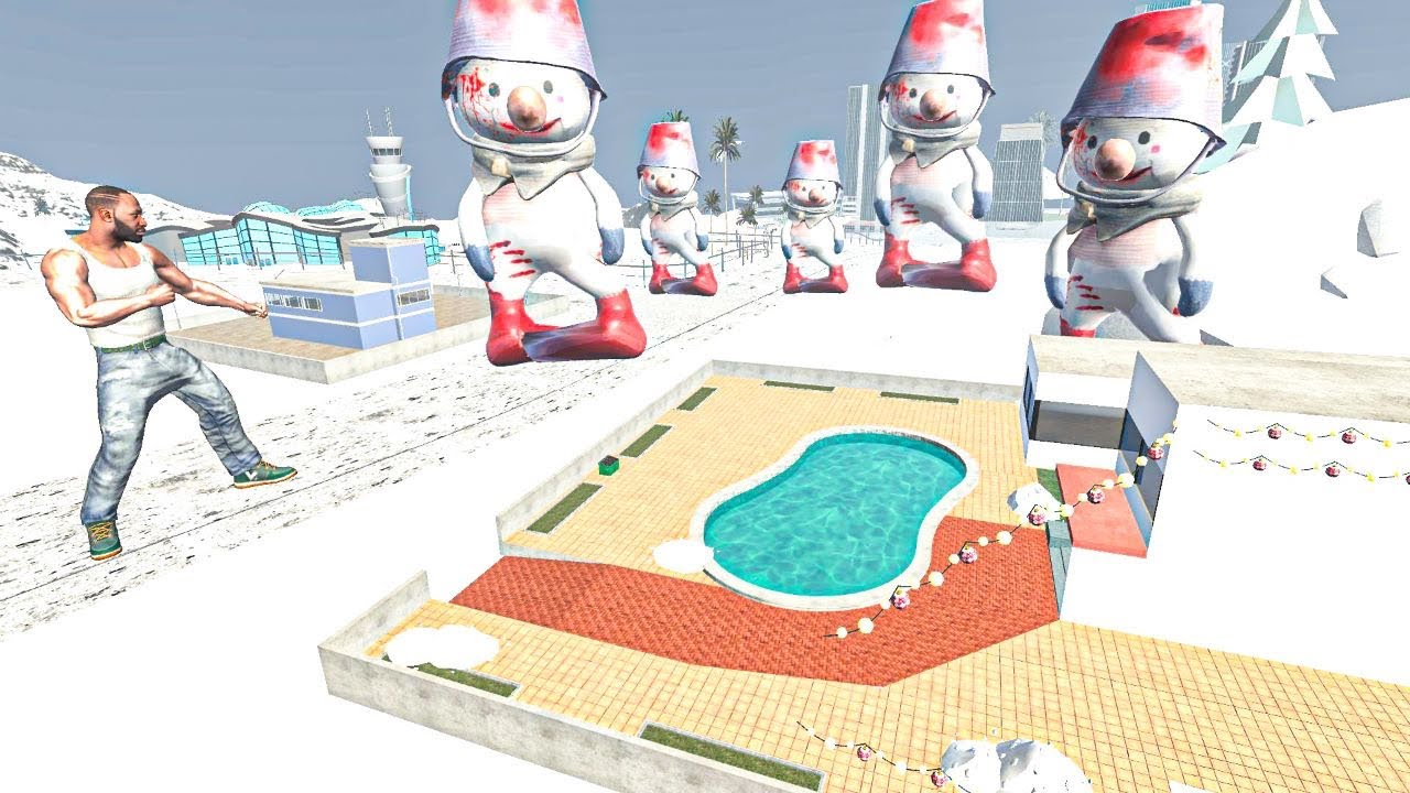 Franklin Fight Giant Zombie Snowman Army in - INDIAN BIKE DRIVING 3D