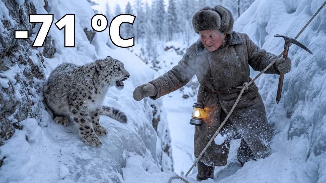 🐆 A Wild Snow Leopard Cub Was Crying From a Frozen Ravine… A 75-Year-Old Woman in -71°C Siberia