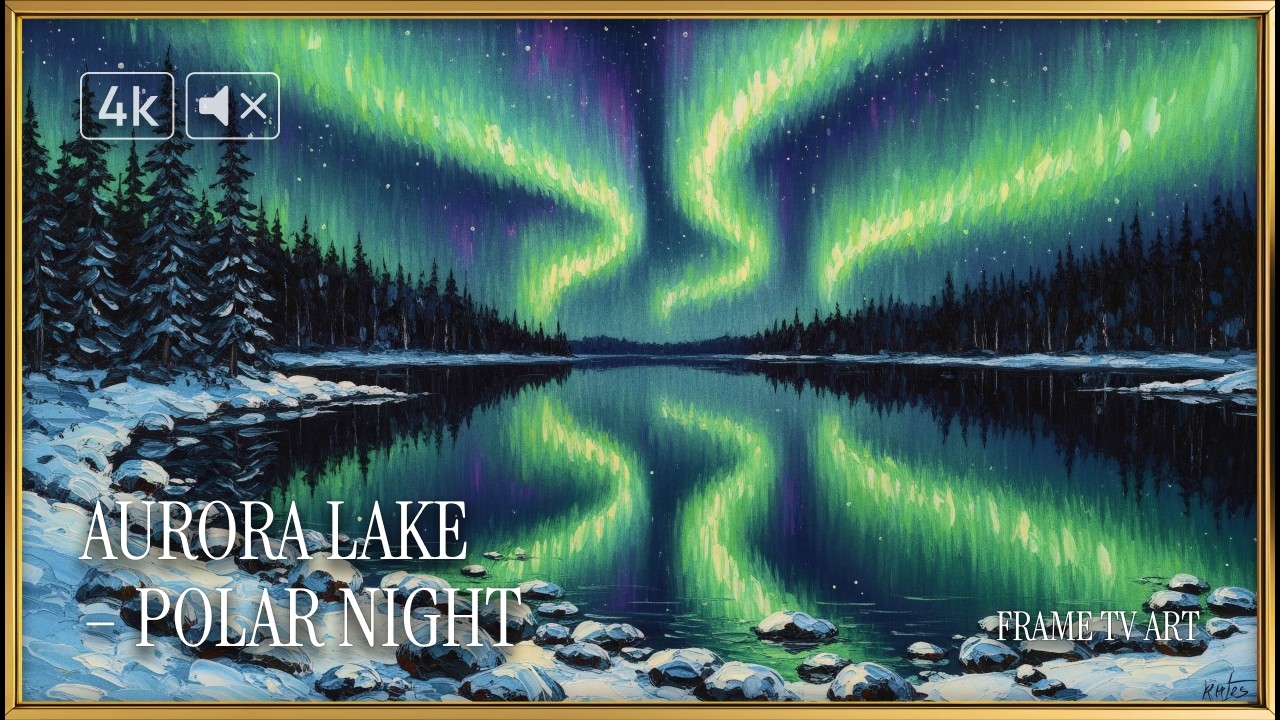 Aurora Lake – Polar Night | 4K Frame TV Art | No Music, 2H
