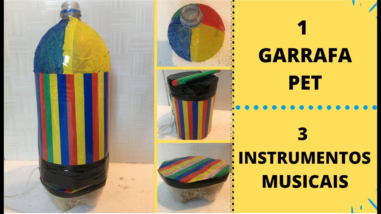 3 INSTRUMENTOS MUSICAIS A PARTIR DE 1 GARRAFA PET