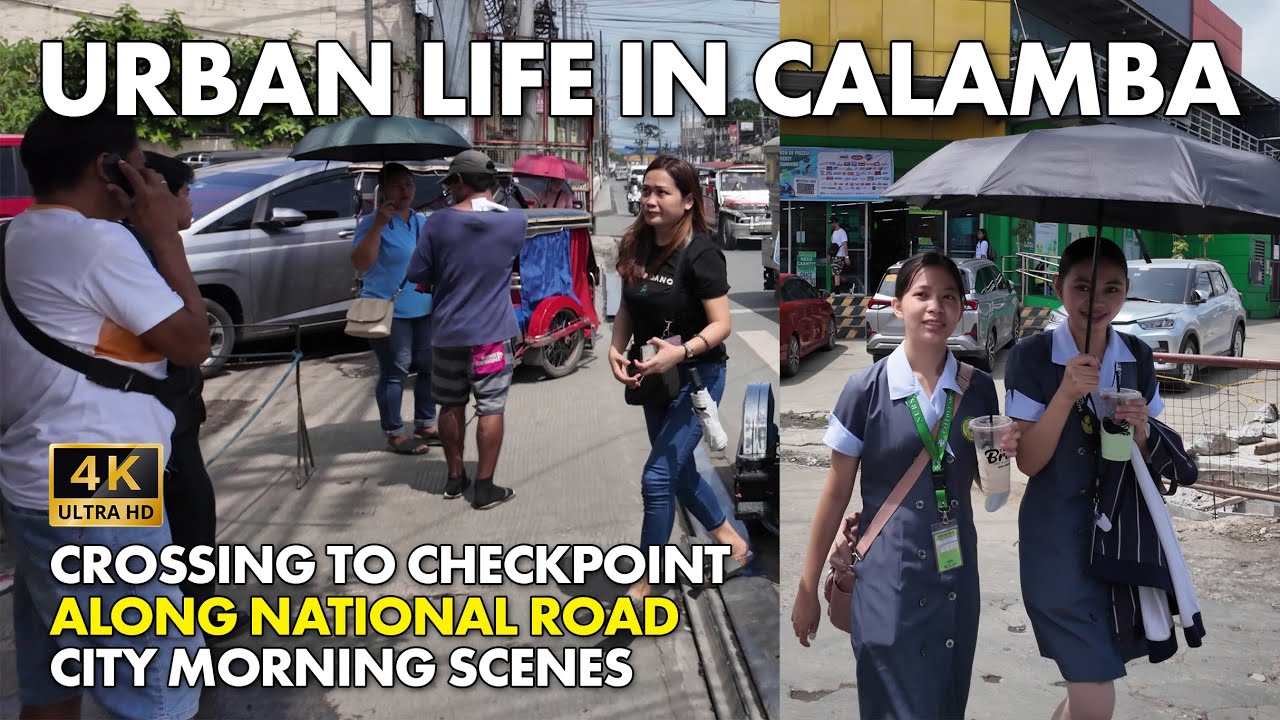 URBAN LIFE in CALAMBA CITY, Laguna Philippines Walking Tour | Crossing to Checkpoint [4K]