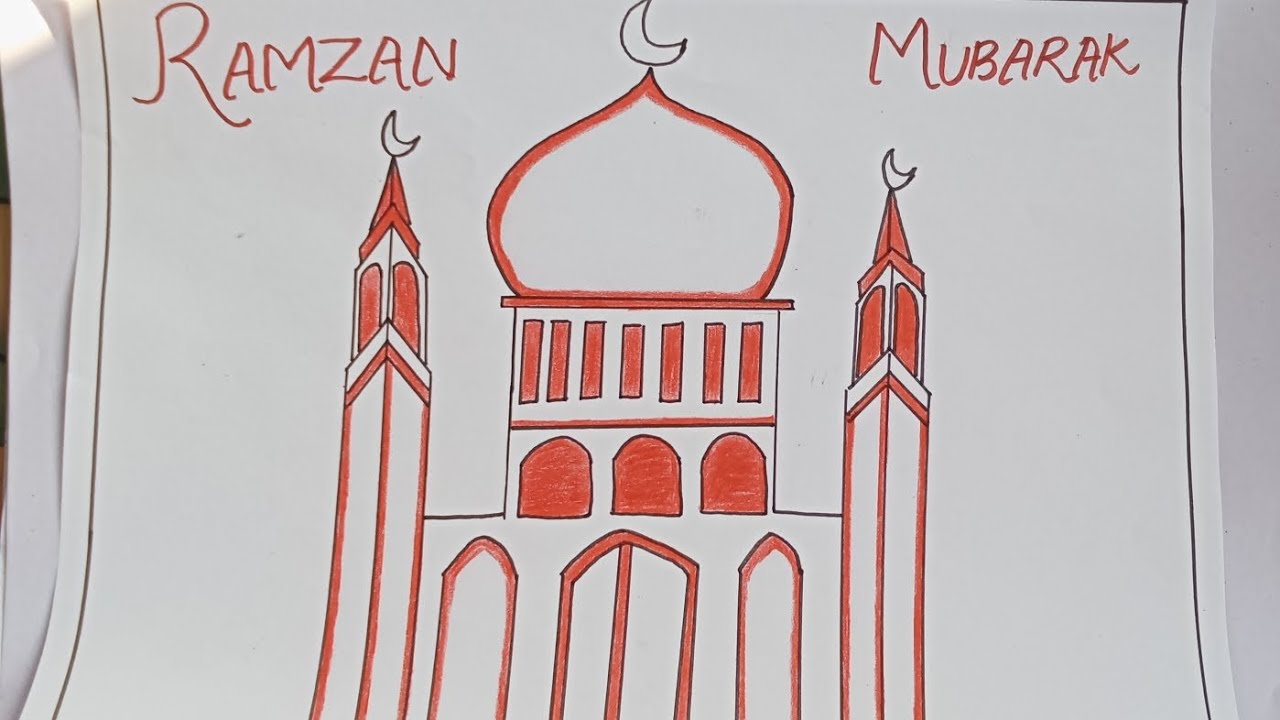 How to draw mosque ✨🕌 step by step ✍️ ramzan mubarak drawing 😍#drawing #ramzan 
