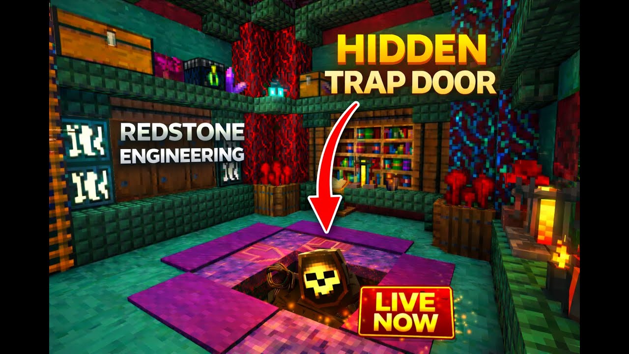 LIVE NOW!!! ⚙️ Hidden Redstone Trap Door | Secret Entrance Build | Minecraft Bedrock 1.21