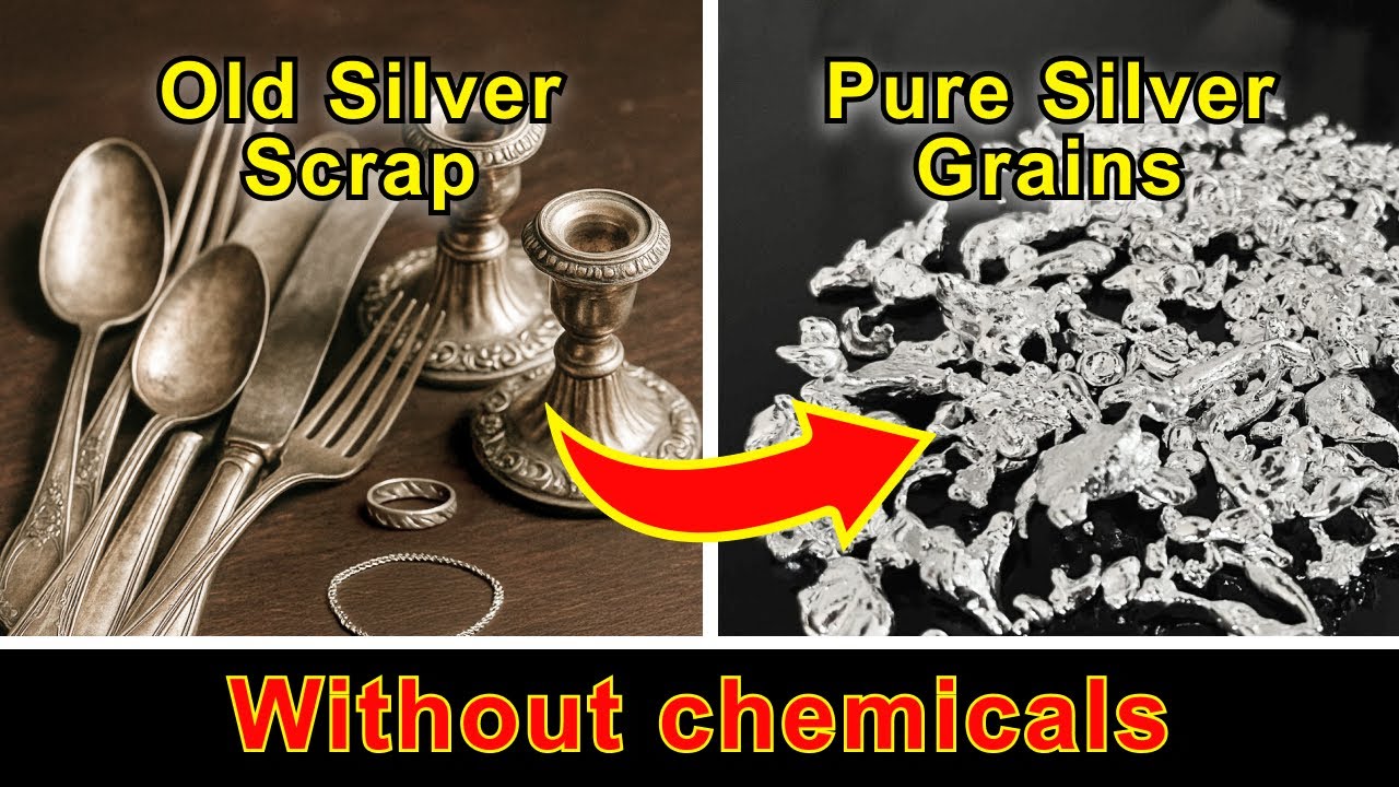 Turning Old Silverware into Pure Silver Grains Without Acid | ASMR Pour | Part 1