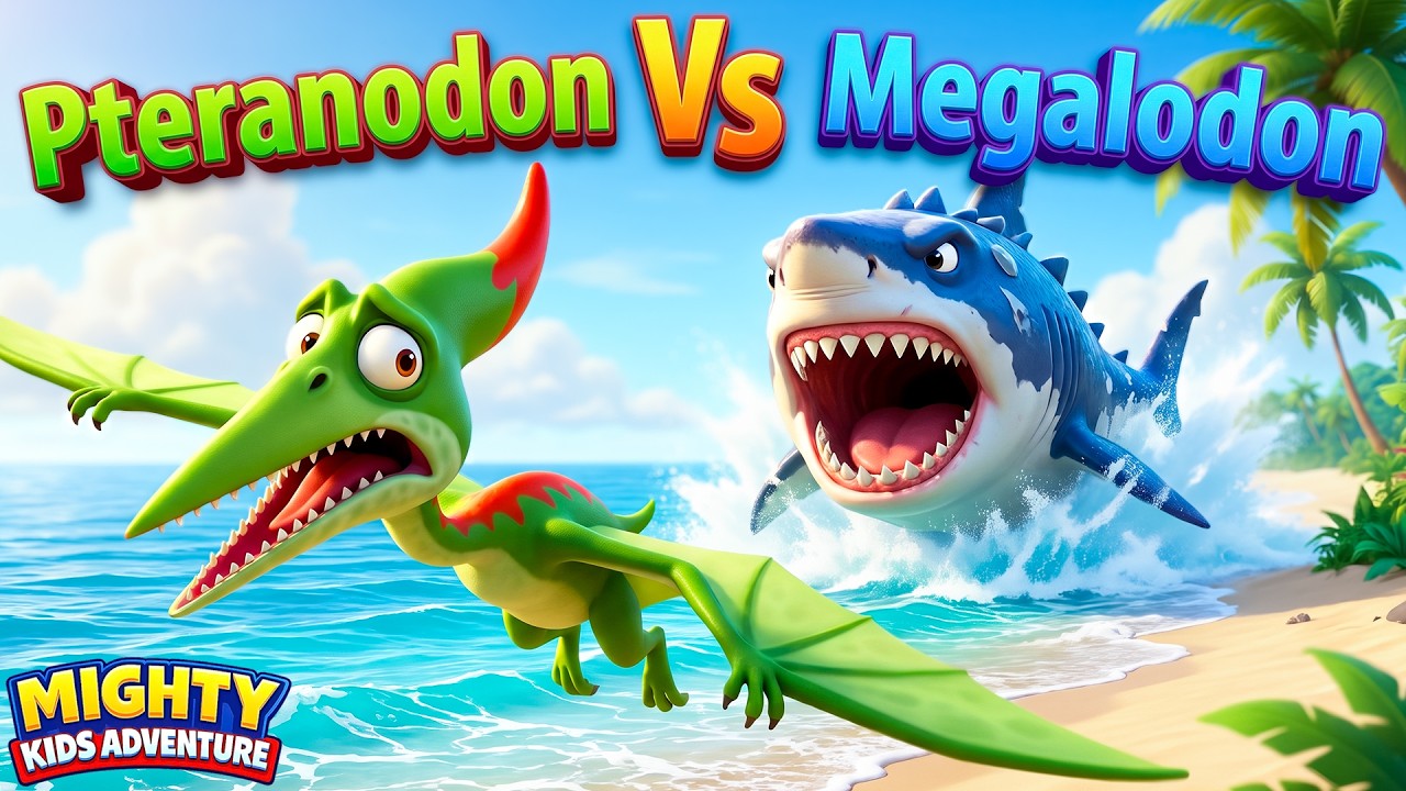 Pteranodon vs Megalodon | Dinosaur Battle | New Dinosaur | Ep - 31| Dinosaur for Kids | Kids Cartoon