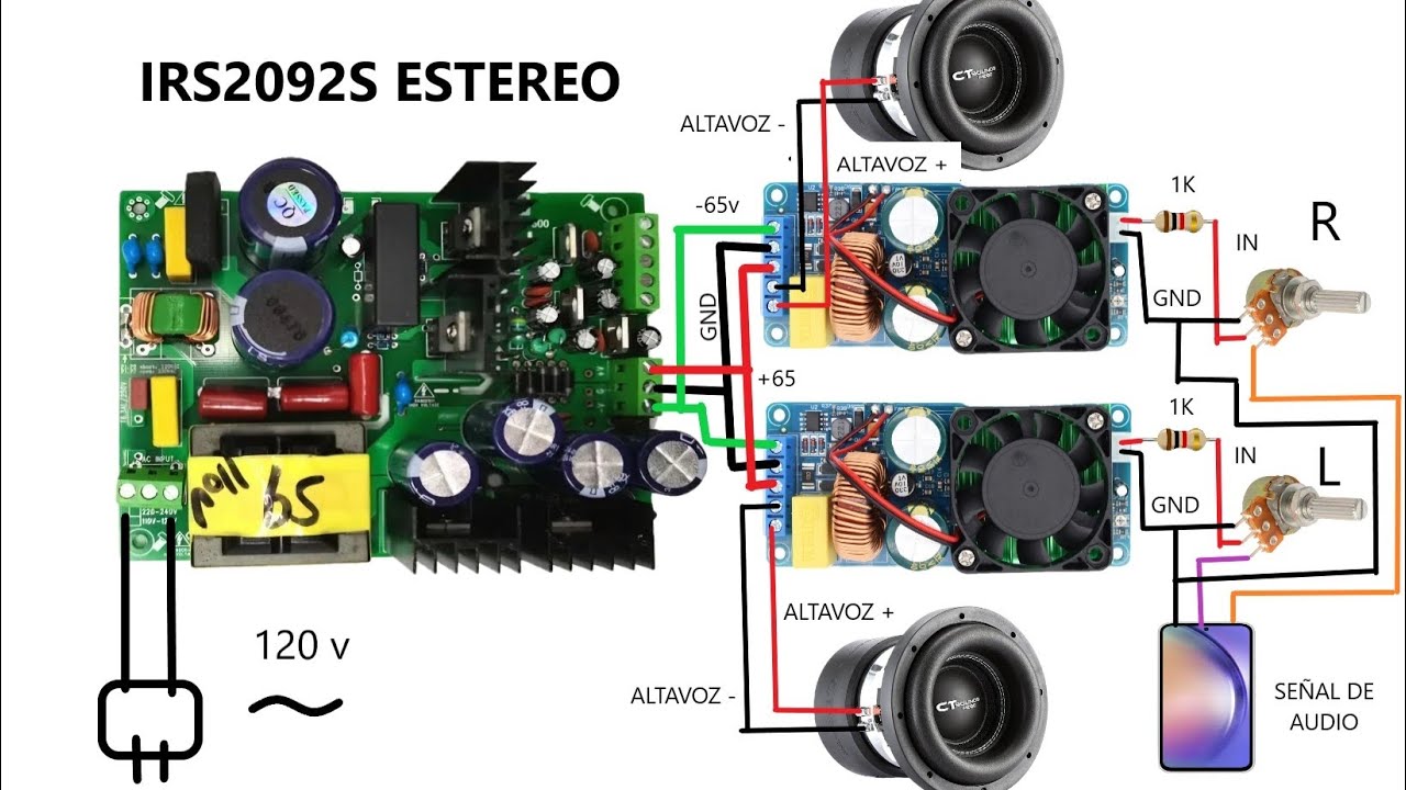 IRS2092S 500w ESTEREO CON FUENTE CONMUTADA Y POTENCIA REAL ¡¡¡¡RMS!!!