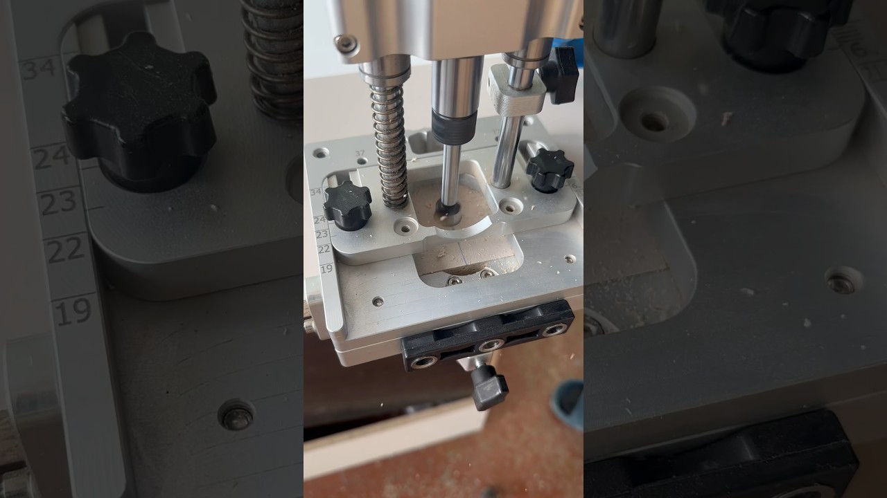 Making a hole for MINIFIX 15 #woodworking #wood #furniture #timelapse #manufacturing