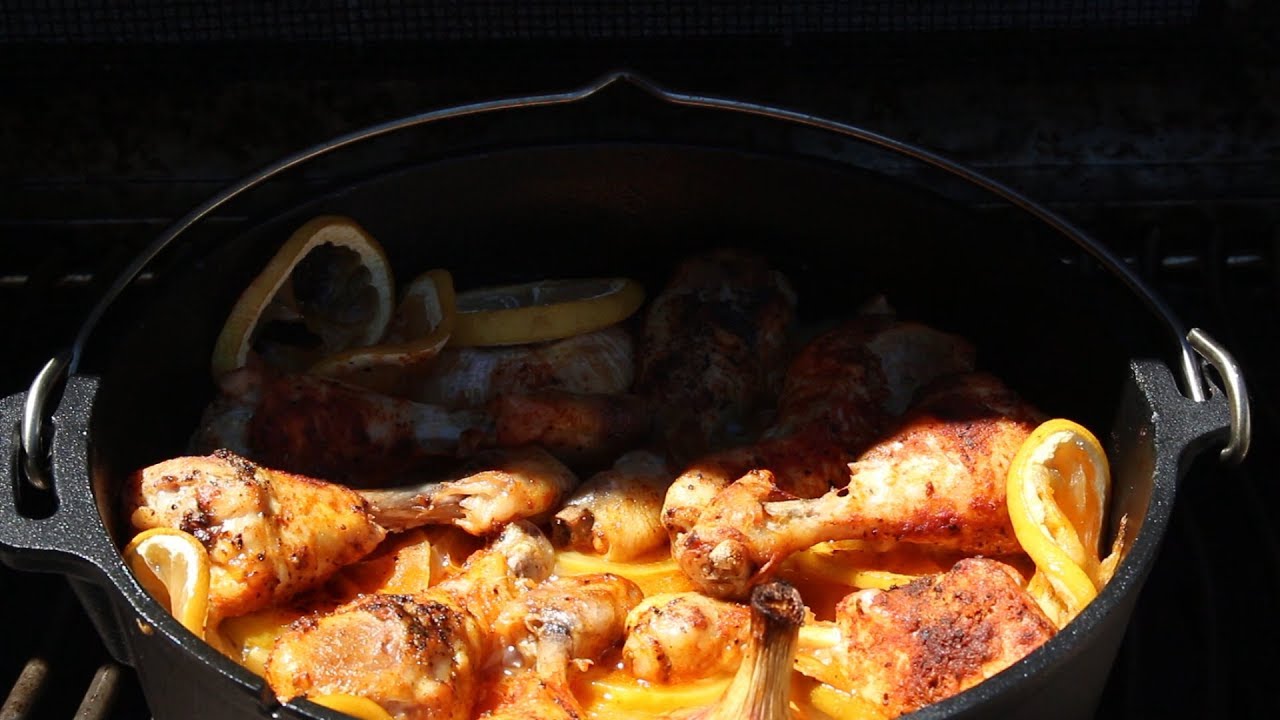 Griechisches Zitronenhähnchen aus dem Dutch Oven