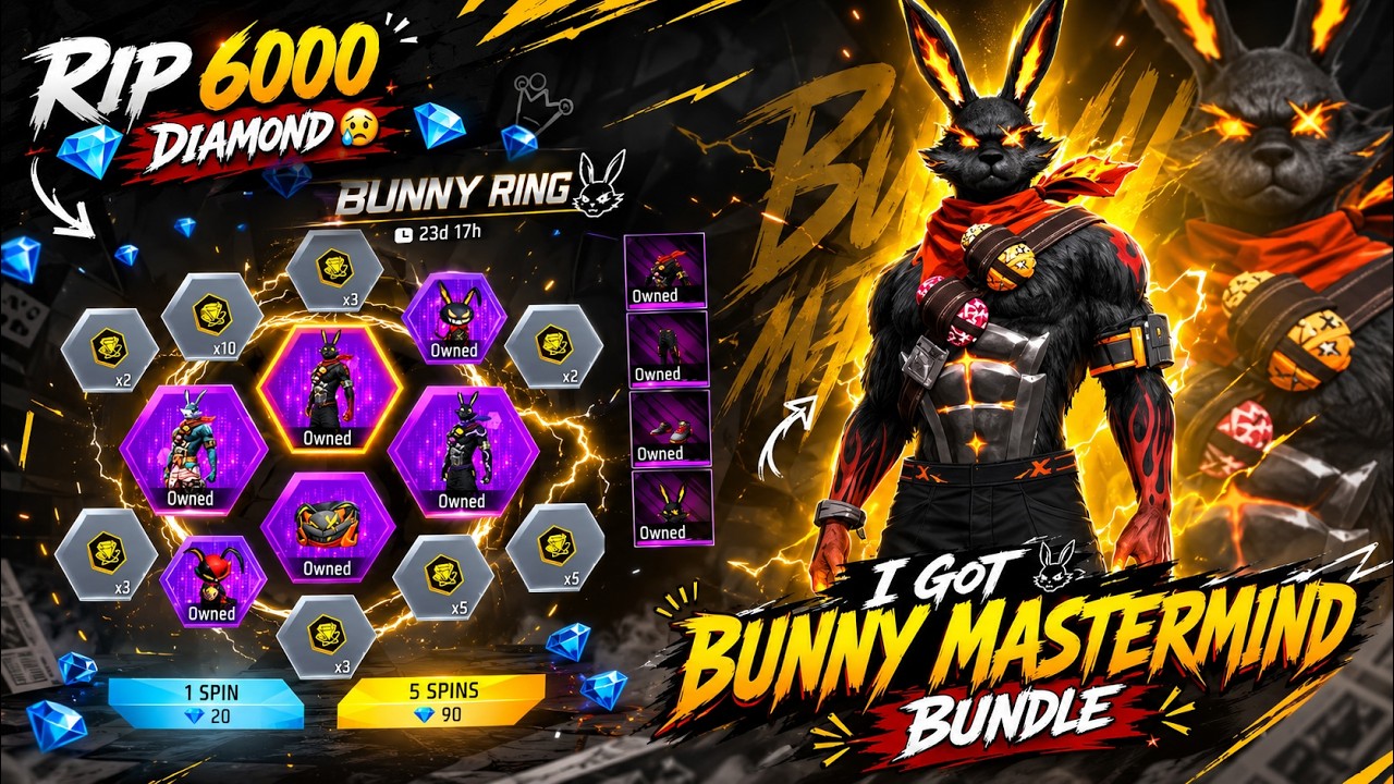 BUNNY RING EVENT SPIN IN FREEFIRE | BUNNY BUNDLE EVENT SPIN | FF NEW EVENT