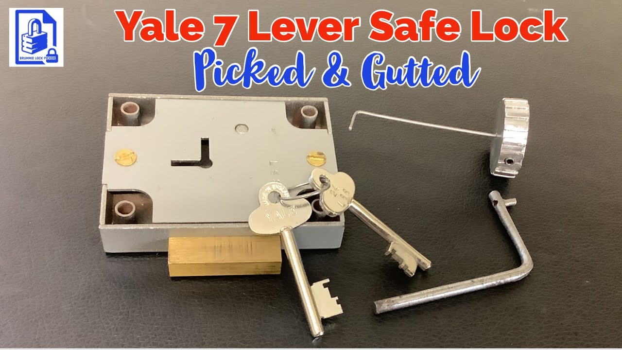 805. Yale 7 lever safe lock / gun cabinet lock picked open and gutted