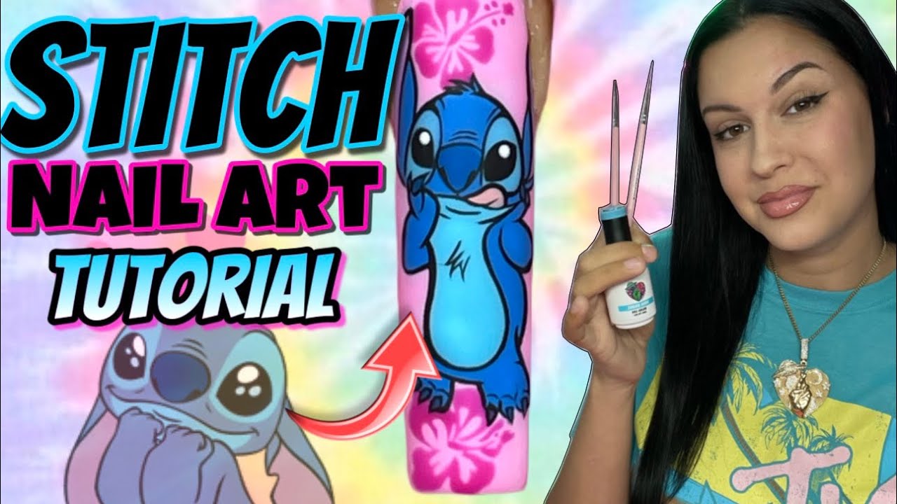 Easy STITCH Nail Art Tutorial!💙🌺 Cute Summer design using all NAILZBYDEV products!💕