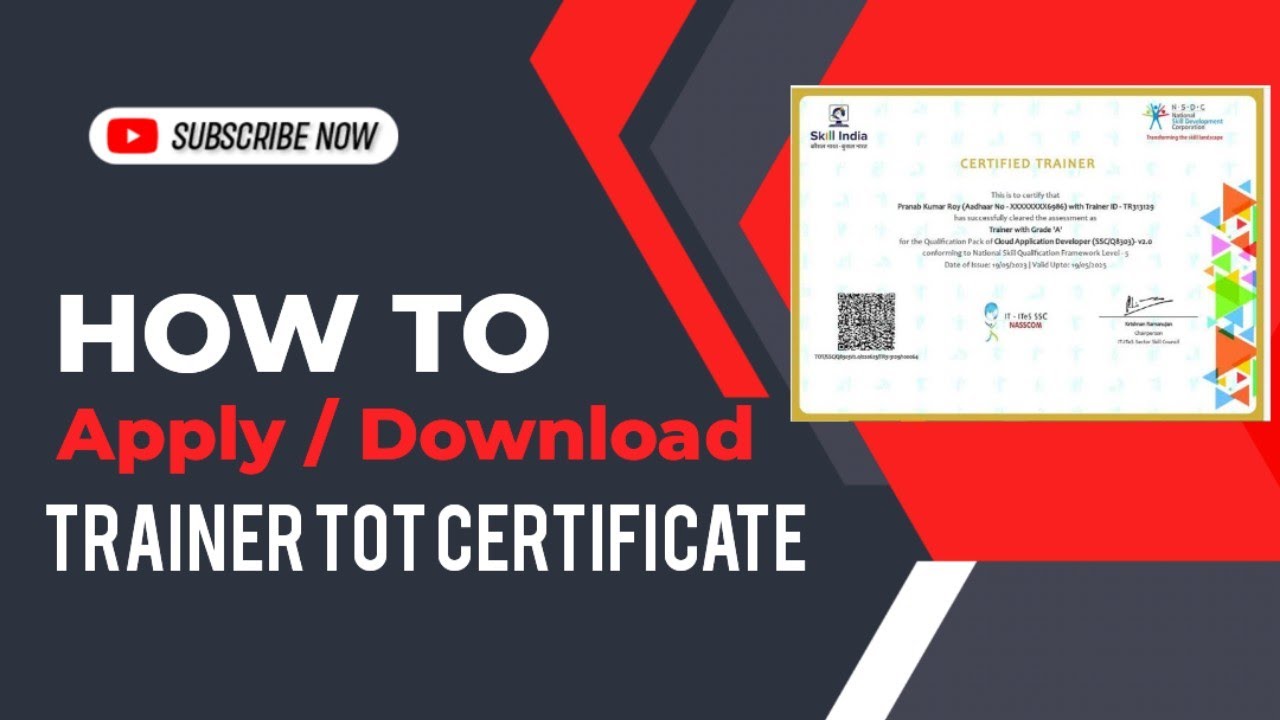 Assessor/Trainer TOT/TOA Certificate Apply and Download and Change Password