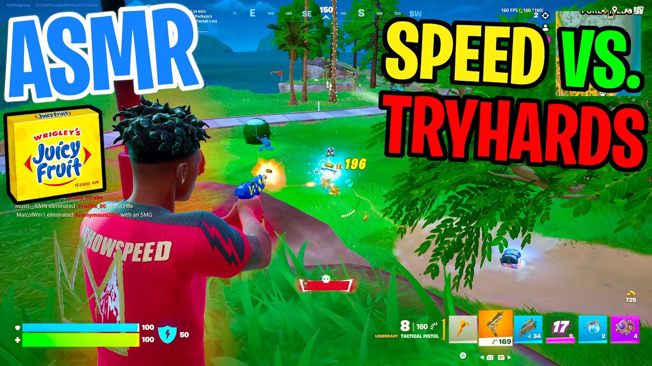 ASMR Gaming 😴 Fortnite IShowSpeed Vs Tryhards! Gum Chewing 🎮🎧 Controller Sounds + Whispering 💤