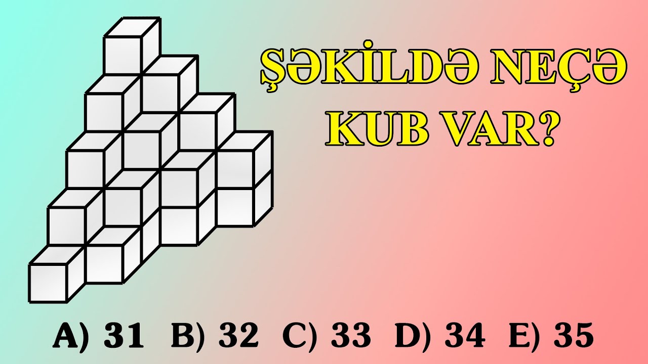 Məntiq, İQ testi. Şəkildə neçə kub var? Asan İzah