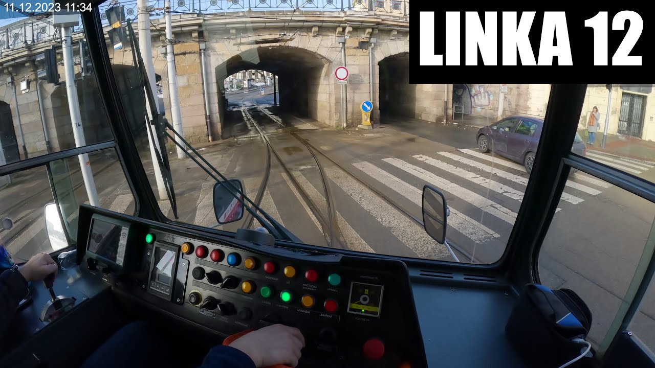 Linka 12 Brno -- Komárov - Technologický park [2x ČKD DS T6A5] [Tram Cab View]