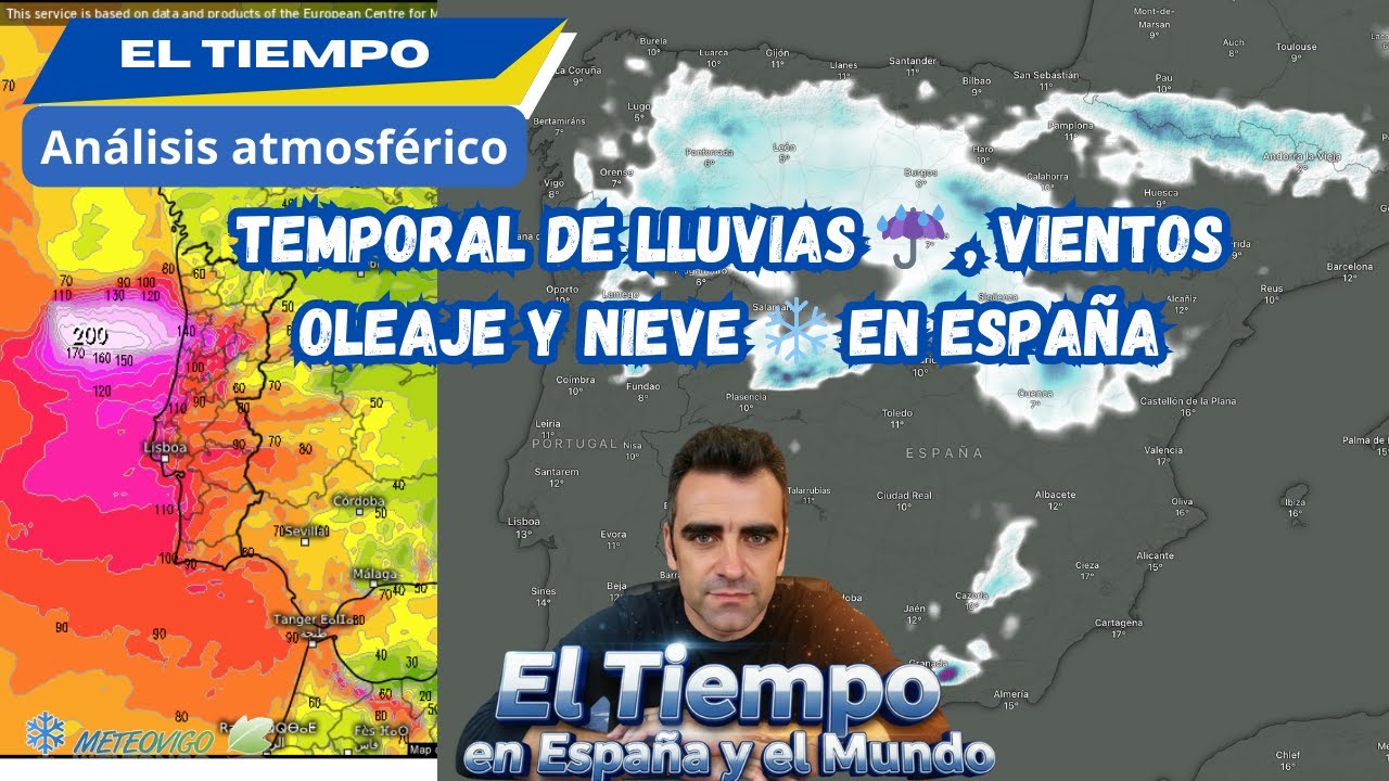 TEMPORAL de LLUVIA, NIEVE❄️, VIENTO, OLEAJE en ESPAÑA y PORTUGAL: Impacto de la BORRASCA sin nombre