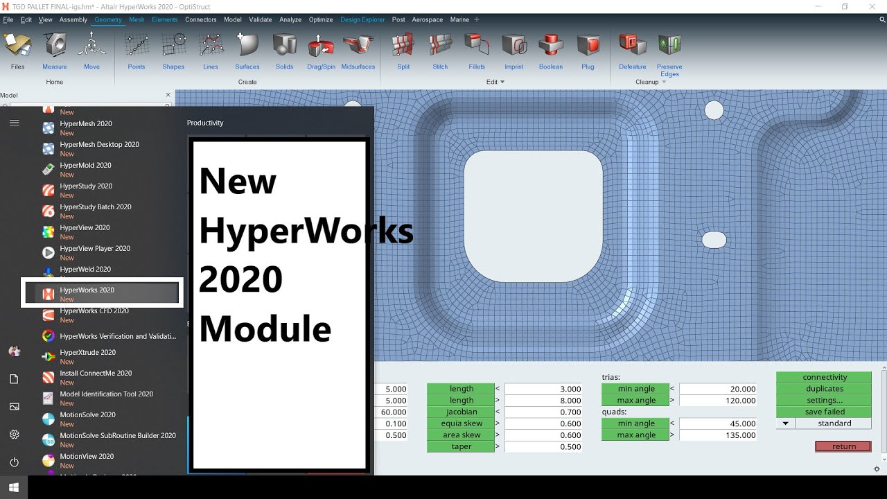 New HyperWorks 2020 - Introduction to modified version of HyperMesh
