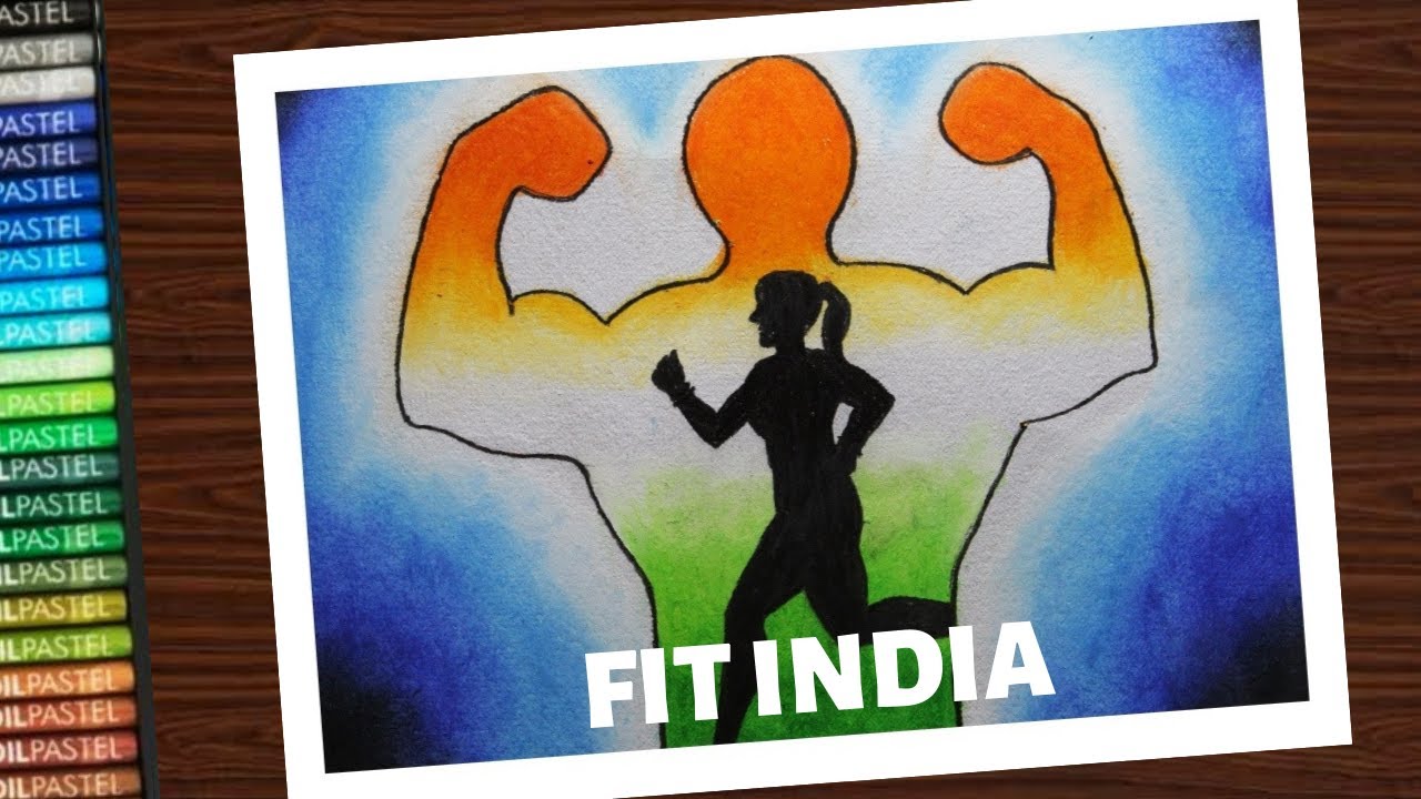 Fit india drawing / Poster drawing on fit India - step by step