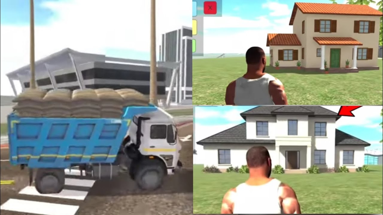 New house, truck in Indian bikes driving 3D 