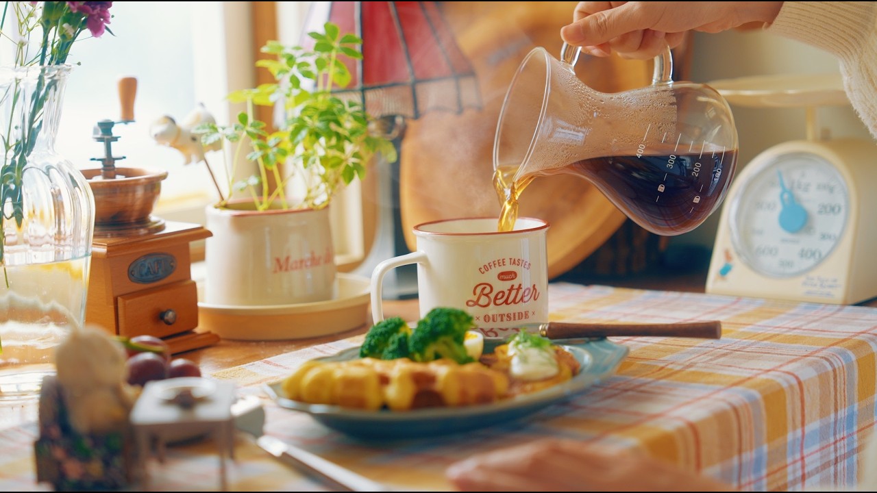 ちいさな小屋｜ワッフルを焼く、冬の朝🌷花と手仕事のある一日｜vlog.40