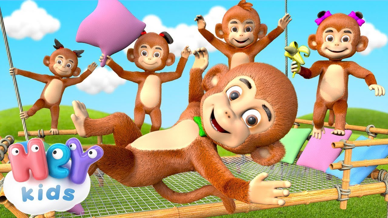 5 Scimmiette saltavano 🙈 Canzoni per bambini - HeyKids Italiano
