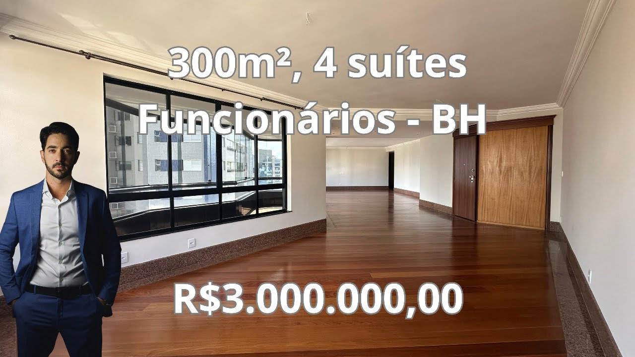 Apartamento Exclusivo no Ed. Porta D’ORO – 300m² | 4 Suítes | Funcionários, BH