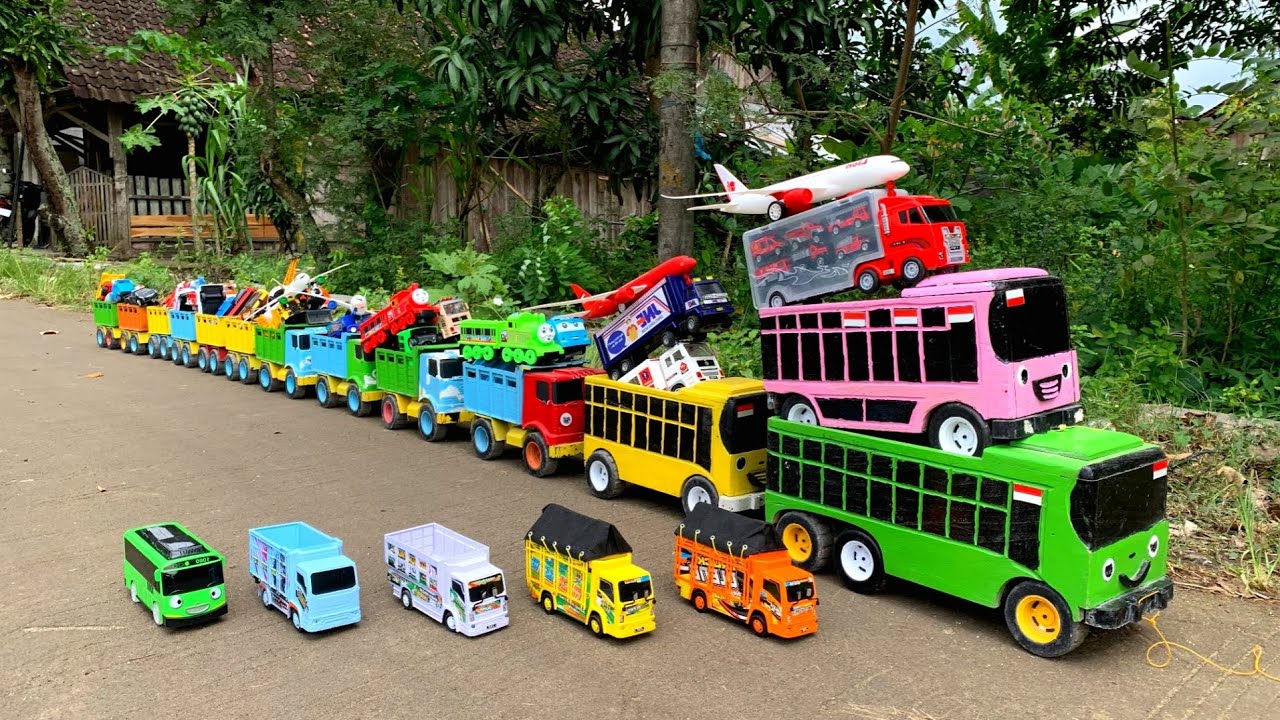 WADIDAW !! Mobil Truk Tronton Panjang Bongkar Mainan Mobil Mobilan Truk Molen, Truk Oleng, Excavator