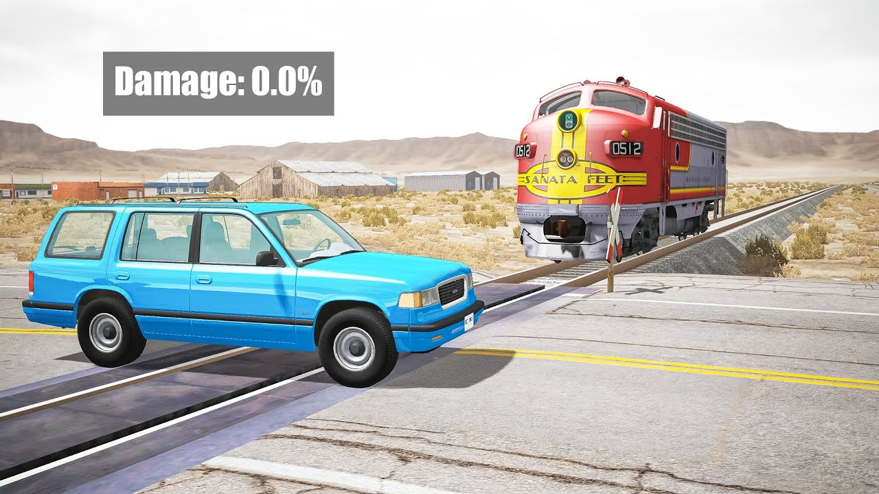TRAIN vs CARS (car damage test) - BeamNG drive | Wheelbump