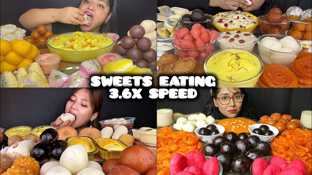 ASMR: Eating sweets eating challenge😍🤤Rasgulla kala jamun different types of sweets Mukbang