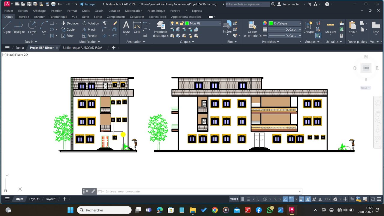Faire les Facades sur Autocad d'un projet R+3