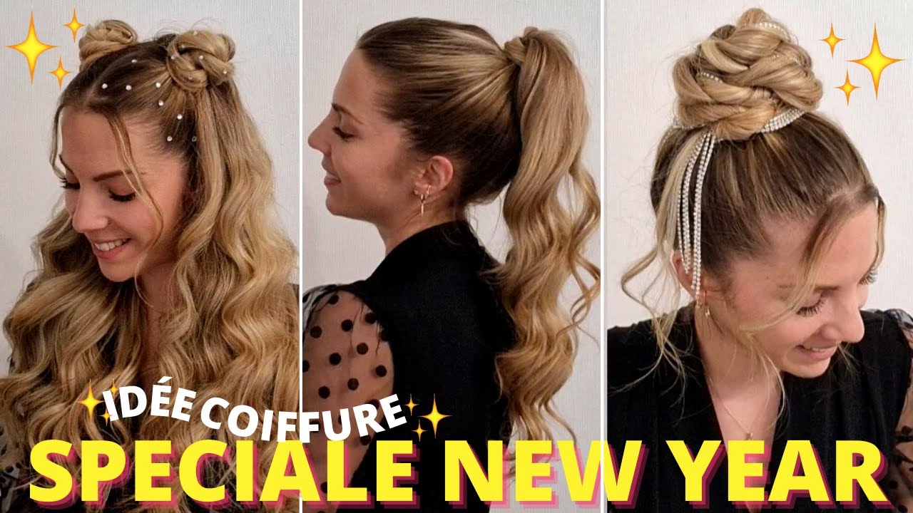 COIFFURE POUR NOUVEL AN ✨JOLIE COIFFURE RAPIDE PAILLETTE ✨COIFFURE FACILE POUR LES FETES ✨