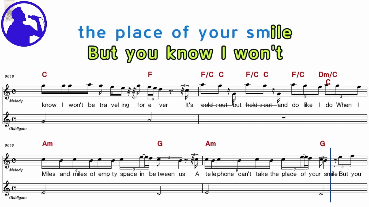 Leo Sayer - When I need you karaoke version sheet music for players,chorus added(Ye karaoke)