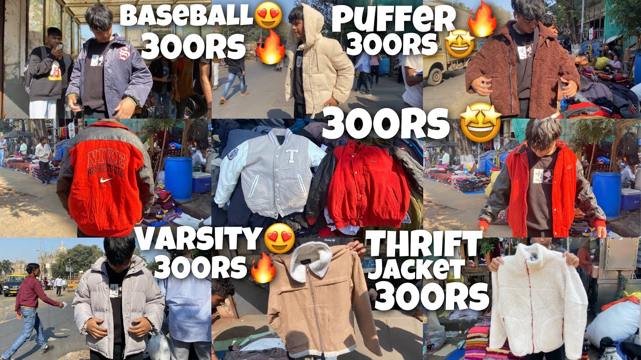 VARSITY & PUFFER JACKET IN 300RS| THRIFT SHOPPING FROM COLABA CAUSEWAY STREET|THRIFT SHOPPING IN CST