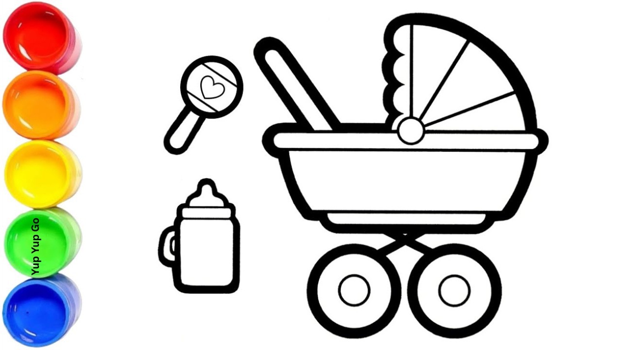 👶🛒 Draw Baby Trolley for Kids | Easy Learning Drawing + Baby Shark Do Do Do 🦈🎨 | Yup Yup Go