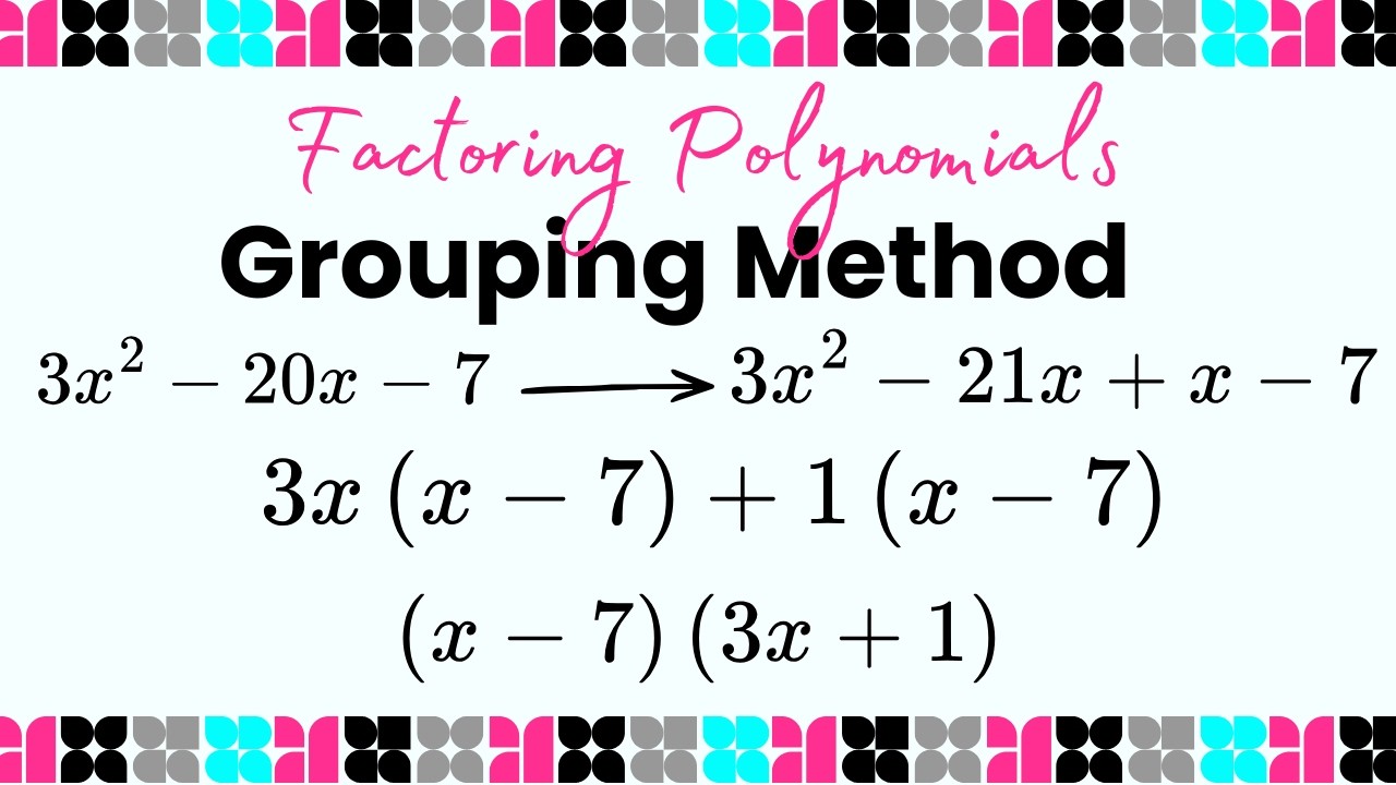 Factoring a quadratic expression of 3 terms using the grouping method #factoringtrinomials #algebra