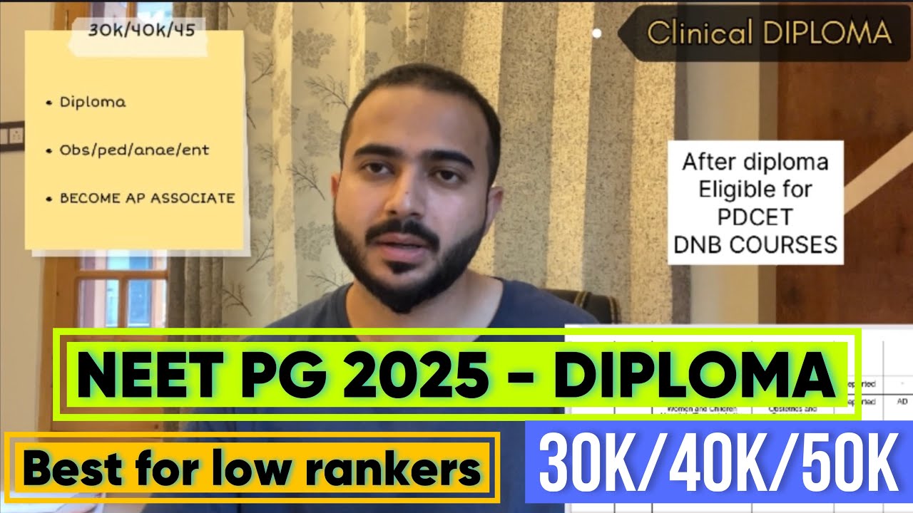 NEET PG 2025 - DIPLOMA COURSES - 30 - 50k rank.  CLINICAL 🥹