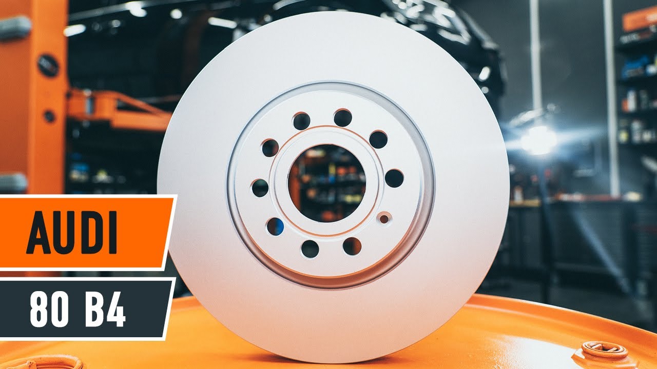 How to change front brake discs and front brake pads on AUDI 80 B4 TUTORIAL | AUTODOC