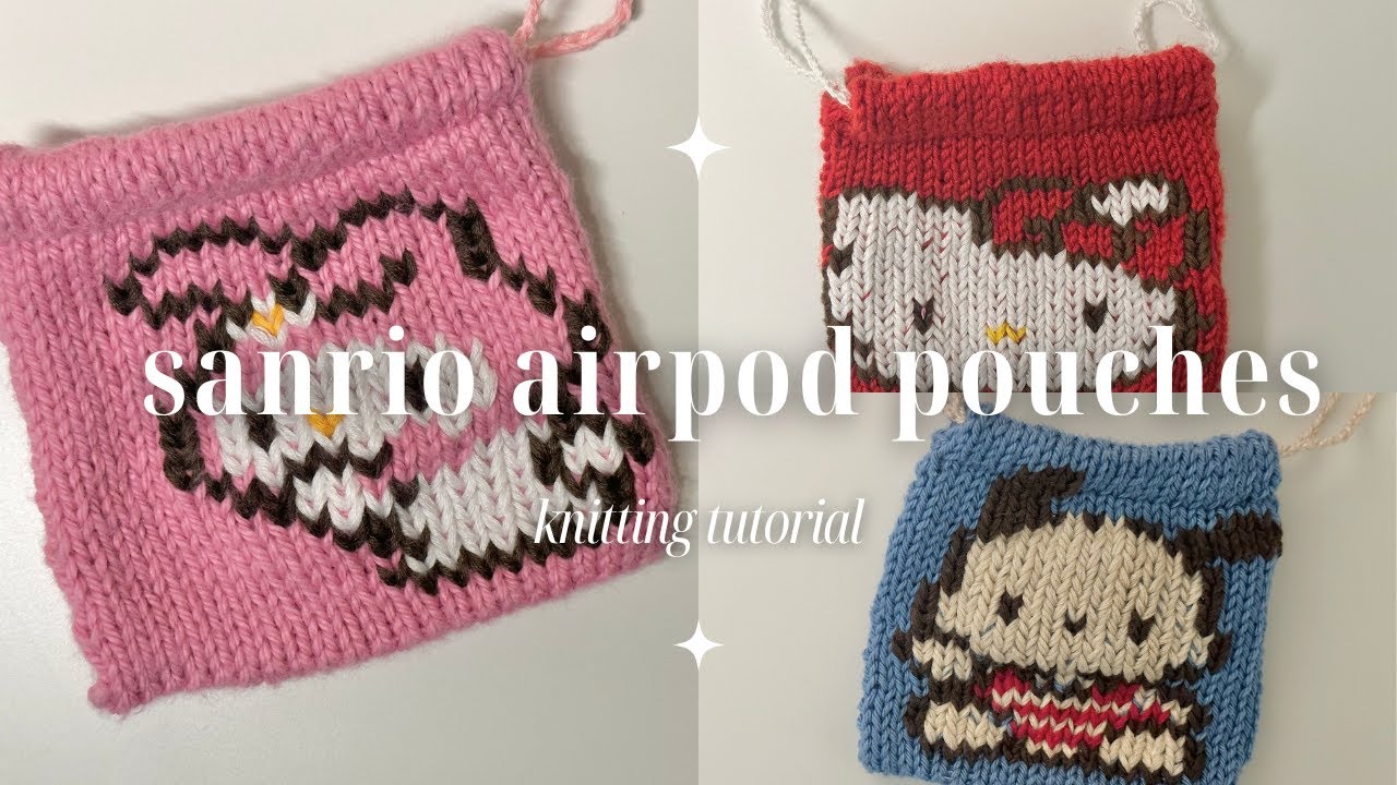 knitted drawstring airpod pouch tutorial