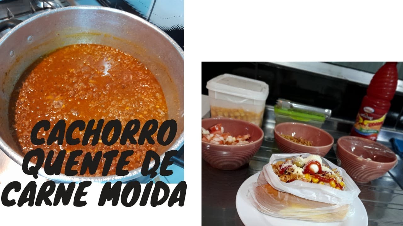 cachorro quente de carne moída